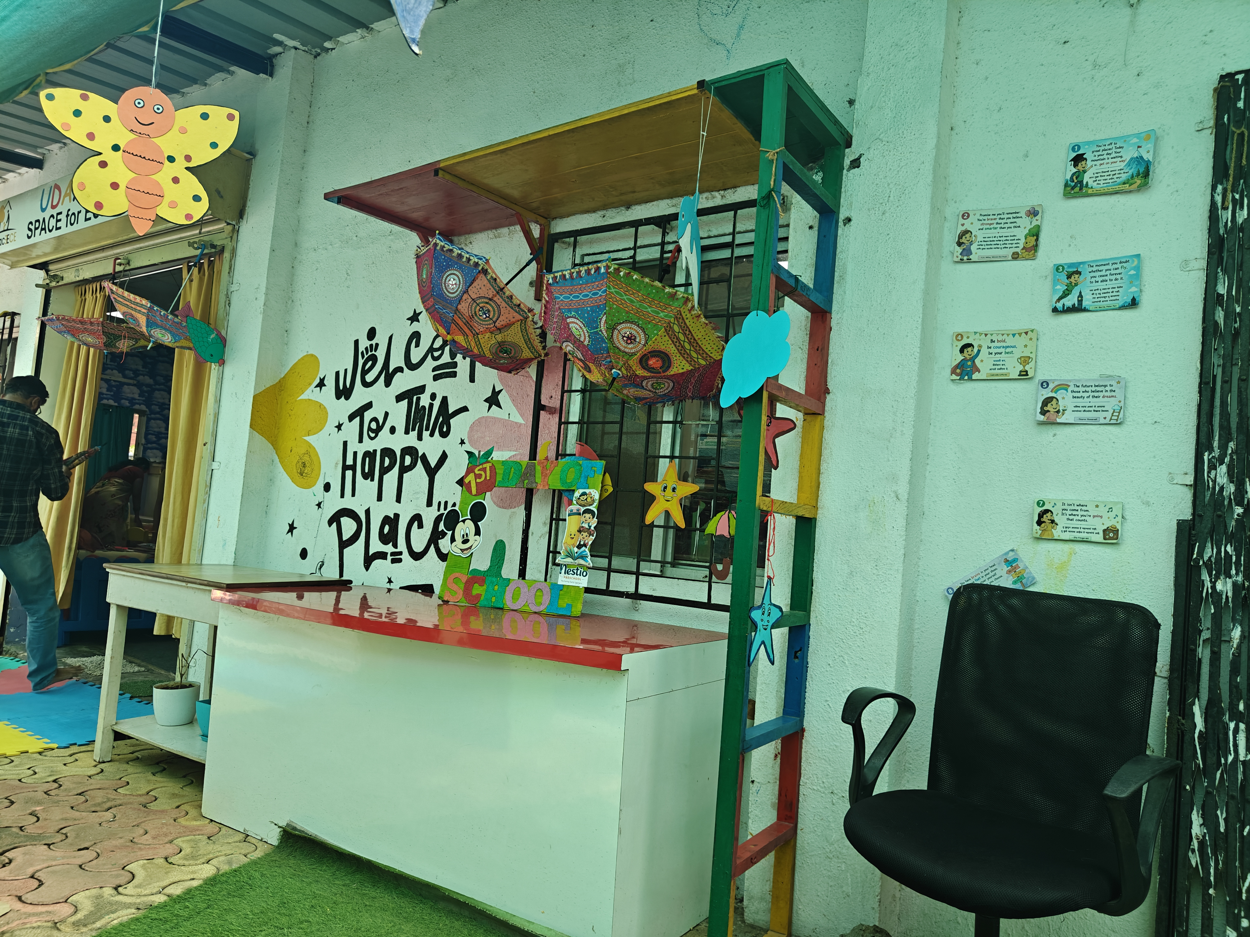 Colourful welcome desk